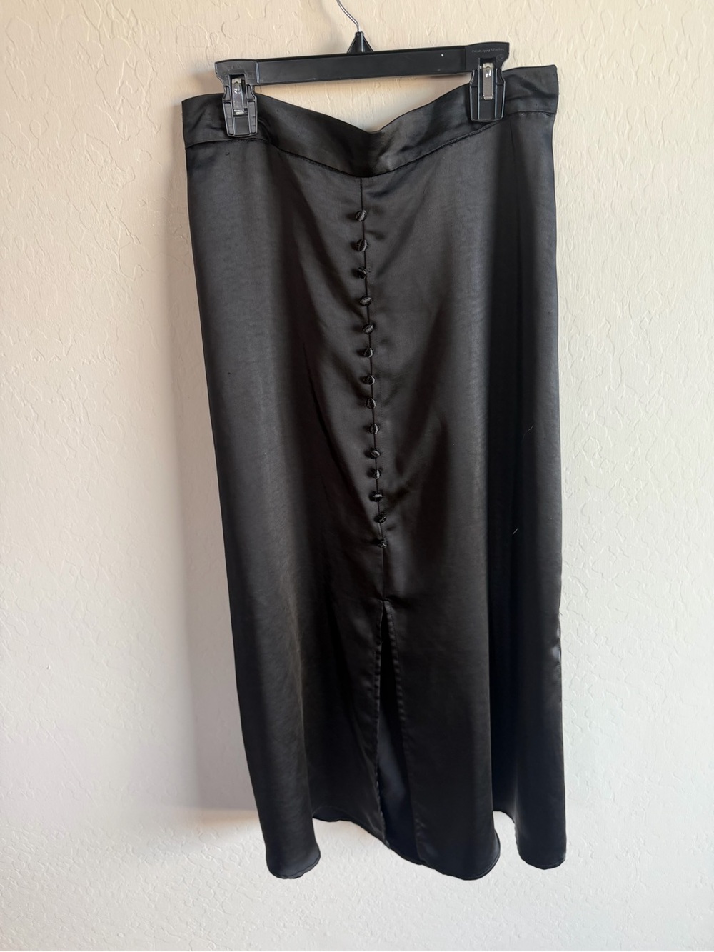Halogen Black Satin Button Front Maxi Skirt S Whimsigoth Baddie Office Staple